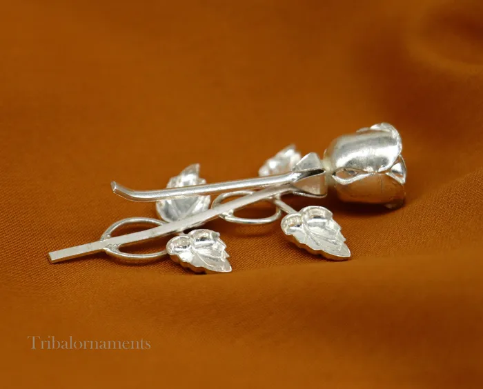 TRIBAL ORNAMENTS Rings Solid sterling silver handmade rose flower design mens brooch for shirt or suit blazer suit amazing wedding party jewelry for mens b03