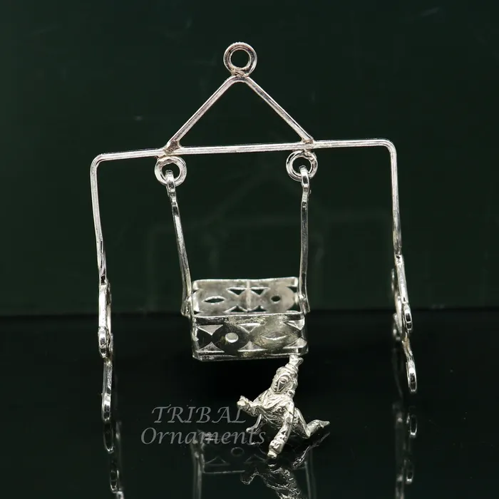 TribalOrnaments Necklaces 925 sterling silver handmade light weight Laddu Gopala jhula Krishna swing child krishna palana silver jhula laddu gopal jhula su957 TribalOrnaments Necklaces 925 sterling silver handmade light weight Laddu Gopala jhula Krishna swing child krishna palana silver jhula laddu gopal jhula su957