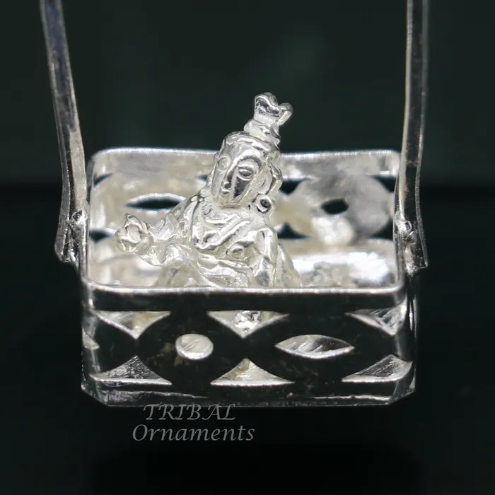 TribalOrnaments Necklaces 925 sterling silver handmade light weight Laddu Gopala jhula Krishna swing child krishna palana silver jhula laddu gopal jhula su957