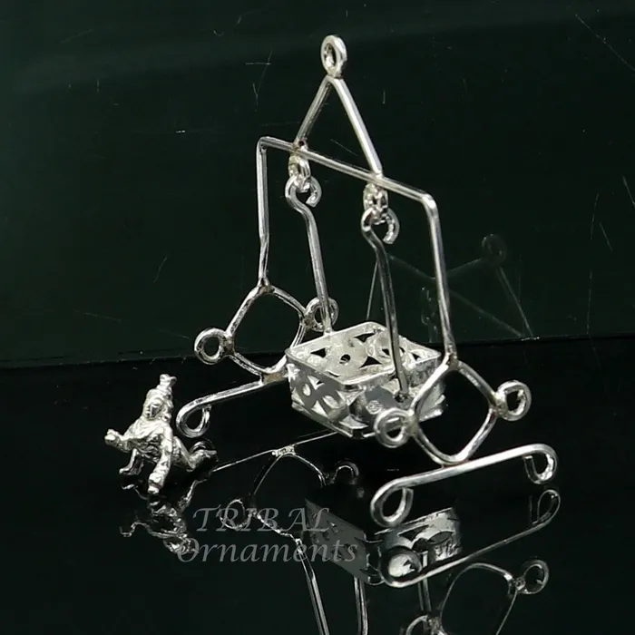 TribalOrnaments Necklaces 925 sterling silver handmade light weight Laddu Gopala jhula Krishna swing child krishna palana silver jhula laddu gopal jhula su957