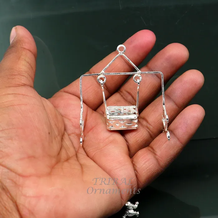 TribalOrnaments Necklaces 925 sterling silver handmade light weight Laddu Gopala jhula Krishna swing child krishna palana silver jhula laddu gopal jhula su957