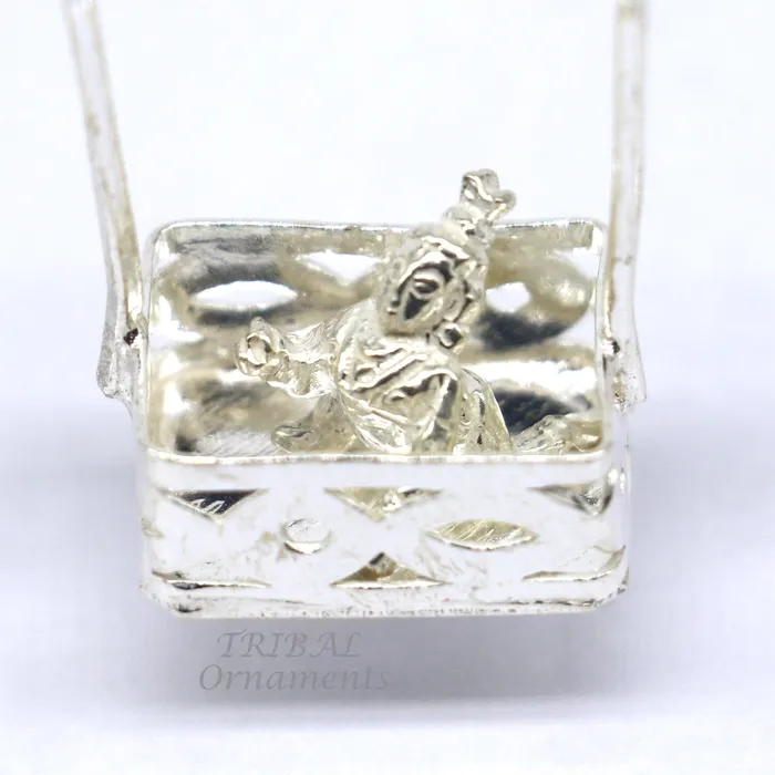 TribalOrnaments Necklaces 925 sterling silver handmade light weight Laddu Gopala jhula Krishna swing child krishna palana silver jhula laddu gopal jhula su957
