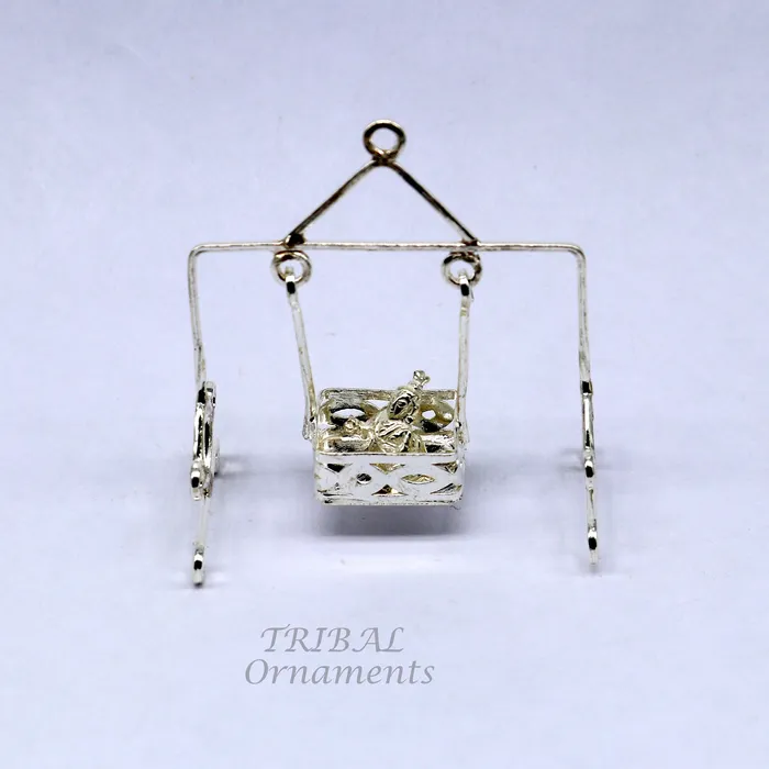 TribalOrnaments Necklaces 925 sterling silver handmade light weight Laddu Gopala jhula Krishna swing child krishna palana silver jhula laddu gopal jhula su957