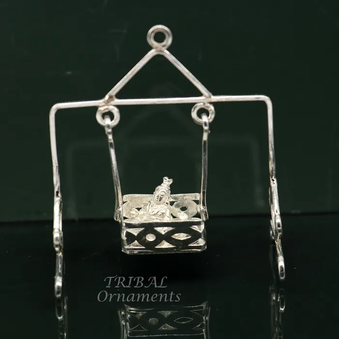 TribalOrnaments Necklaces 925 sterling silver handmade light weight Laddu Gopala jhula Krishna swing child krishna palana silver jhula laddu gopal jhula su957