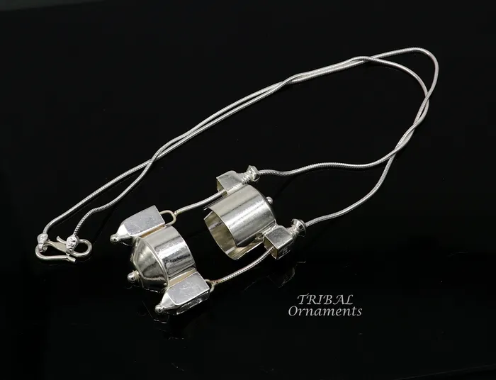 TribalOrnaments Necklaces Sterling silver stylish vintage antique designer Idol shiva lingam box pendant casket box pendant for shiva lingam ethnic inidia set495