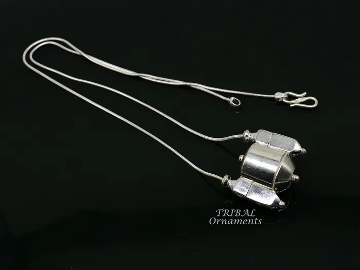 TribalOrnaments Necklaces Sterling silver stylish vintage antique designer Idol shiva lingam box pendant casket box pendant for shiva lingam ethnic inidia set495