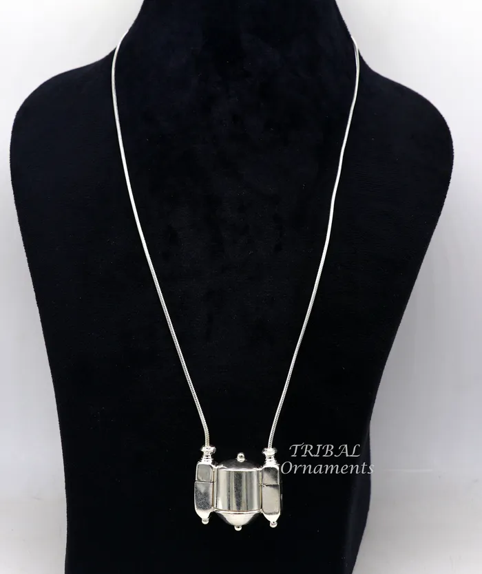 TribalOrnaments Necklaces Sterling silver stylish vintage antique designer Idol shiva lingam box pendant casket box pendant for shiva lingam ethnic inidia set495