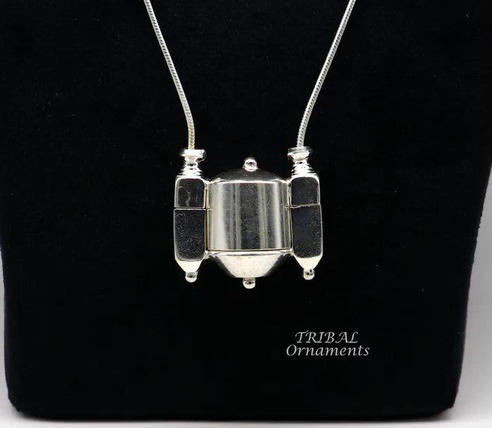TribalOrnaments Necklaces Sterling silver stylish vintage antique designer Idol shiva lingam box pendant casket box pendant for shiva lingam ethnic inidia set495