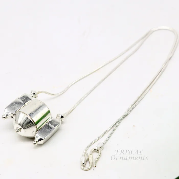 TribalOrnaments Necklaces Sterling silver stylish vintage antique designer Idol shiva lingam box pendant casket box pendant for shiva lingam ethnic inidia set495