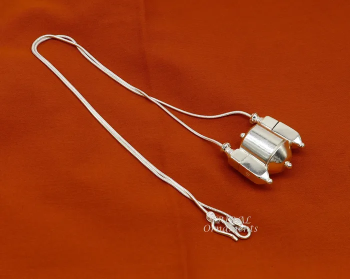 TribalOrnaments Necklaces Sterling silver stylish vintage antique designer Idol shiva lingam box pendant casket box pendant for shiva lingam ethnic inidia set495