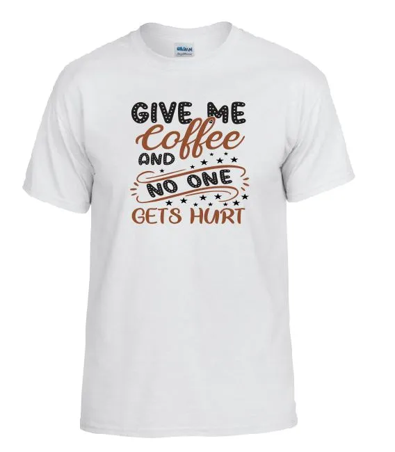 TS10 Give Me Coffee White TShirt Sand Dollar Sales Rings