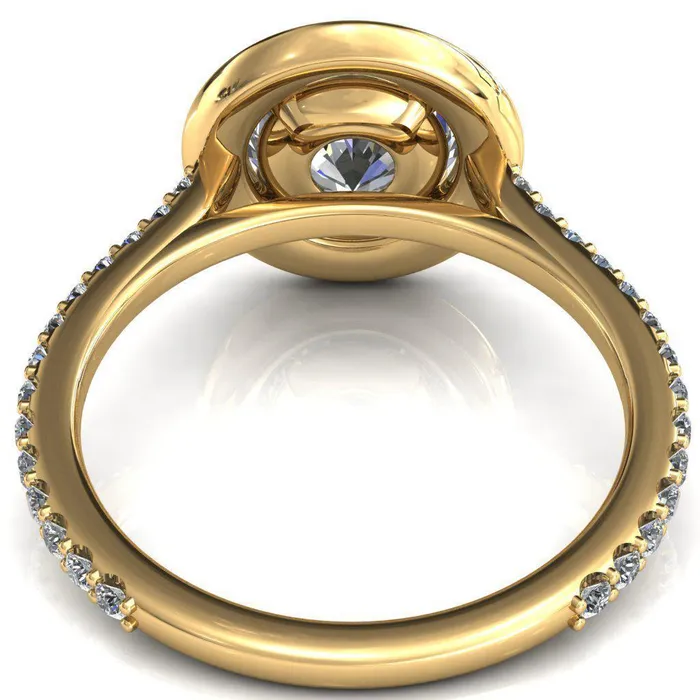 Valma Round Center Stone Floating Diamond Halo and Sides Ring Fire Brilliance Rings