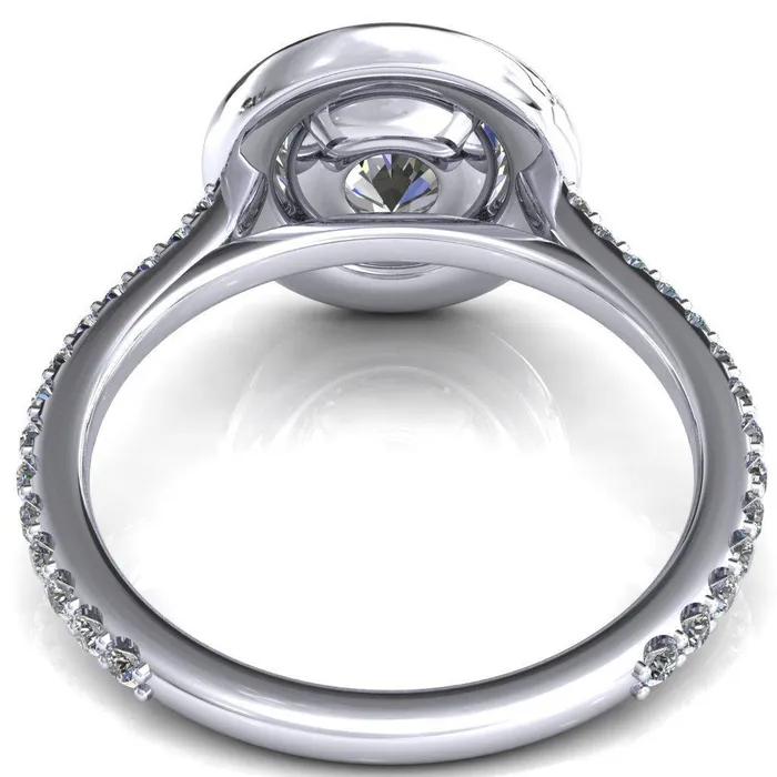 Valma Round Center Stone Floating Diamond Halo and Sides Ring Fire Brilliance Rings