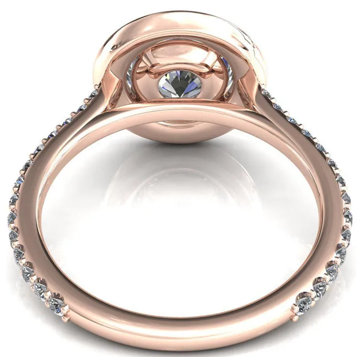 Valma Round Center Stone Floating Diamond Halo and Sides Ring Fire Brilliance Rings