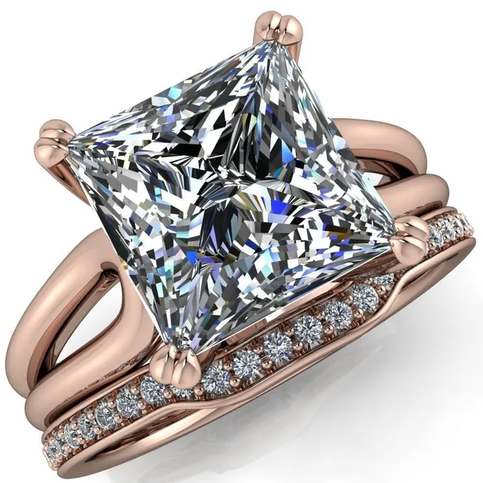 Weiss PrincessSquare 4 Prong Side Loop Ring Fire Brilliance Rings