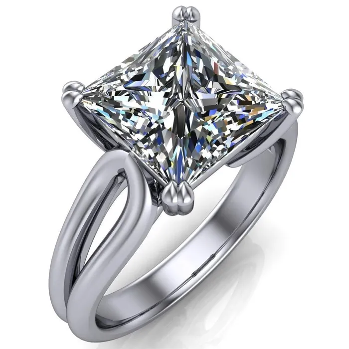 Weiss PrincessSquare 4 Prong Side Loop Ring Fire Brilliance Rings