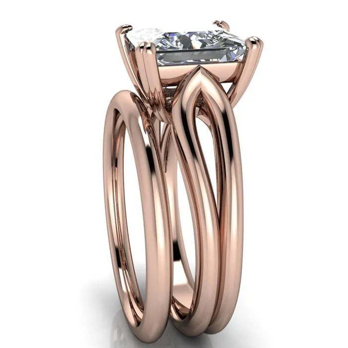 Weiss PrincessSquare 4 Prong Side Loop Ring Fire Brilliance Rings