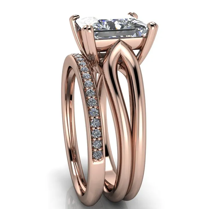 Weiss PrincessSquare 4 Prong Side Loop Ring Fire Brilliance Rings