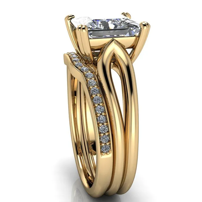 Weiss PrincessSquare 4 Prong Side Loop Ring Fire Brilliance Rings