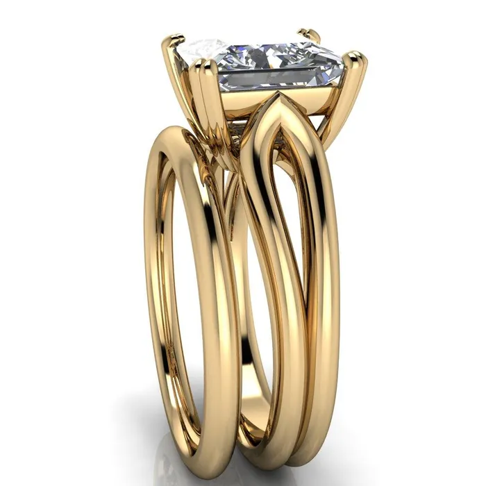 Weiss PrincessSquare 4 Prong Side Loop Ring Fire Brilliance Rings