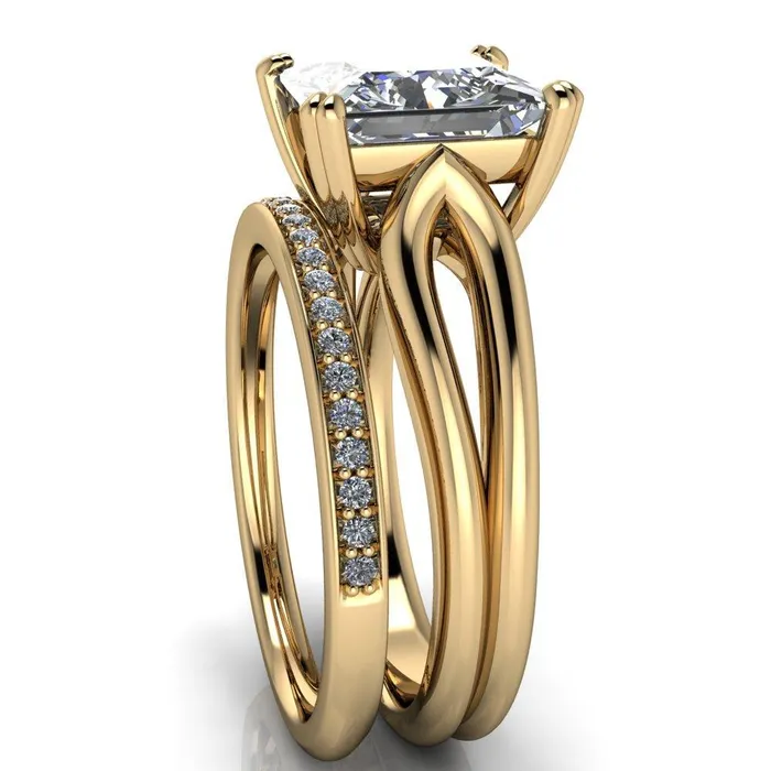 Weiss PrincessSquare 4 Prong Side Loop Ring Fire Brilliance Rings