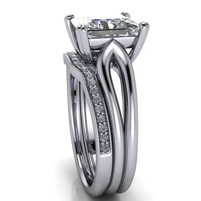 Weiss PrincessSquare 4 Prong Side Loop Ring Fire Brilliance Rings
