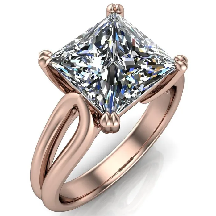 Weiss PrincessSquare 4 Prong Side Loop Ring Fire Brilliance Rings