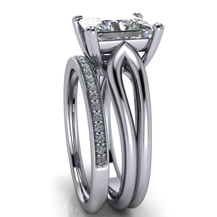Weiss PrincessSquare 4 Prong Side Loop Ring Fire Brilliance Rings