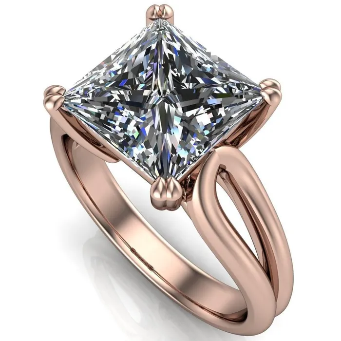 Weiss PrincessSquare 4 Prong Side Loop Ring Fire Brilliance Rings