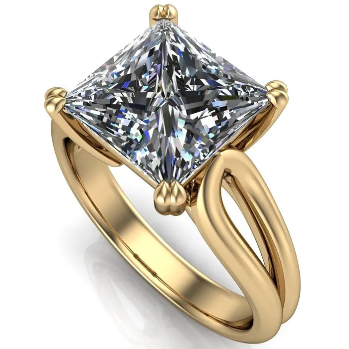 Weiss PrincessSquare 4 Prong Side Loop Ring Fire Brilliance Rings