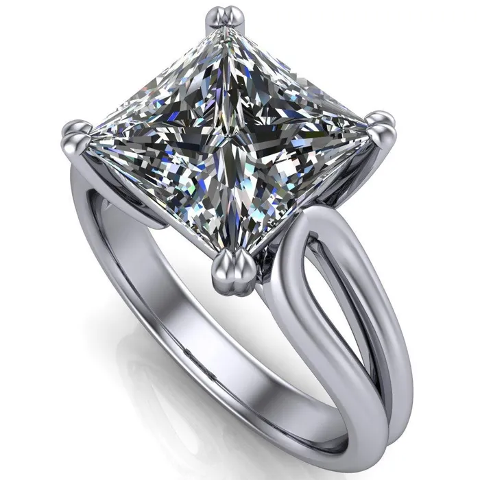 Weiss PrincessSquare 4 Prong Side Loop Ring Fire Brilliance Rings
