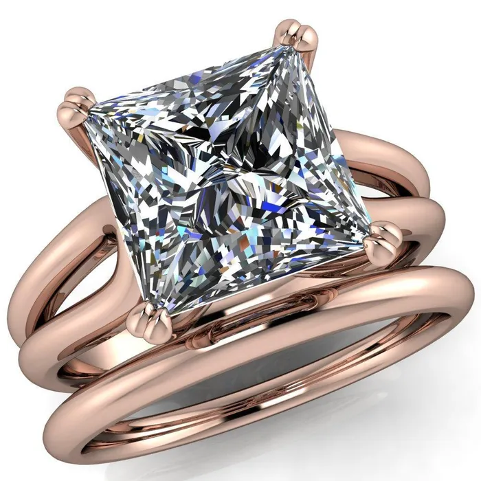 Weiss PrincessSquare 4 Prong Side Loop Ring Fire Brilliance Rings