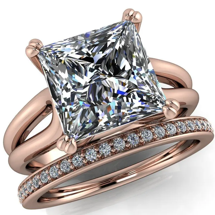 Weiss PrincessSquare 4 Prong Side Loop Ring Fire Brilliance Rings