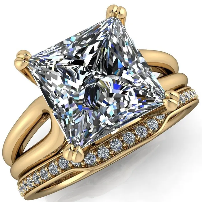 Weiss PrincessSquare 4 Prong Side Loop Ring Fire Brilliance Rings
