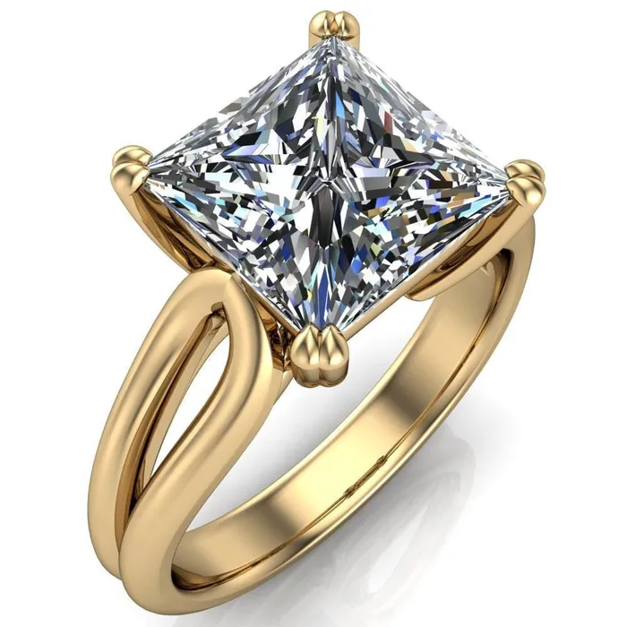 Weiss PrincessSquare 4 Prong Side Loop Ring Fire Brilliance Rings