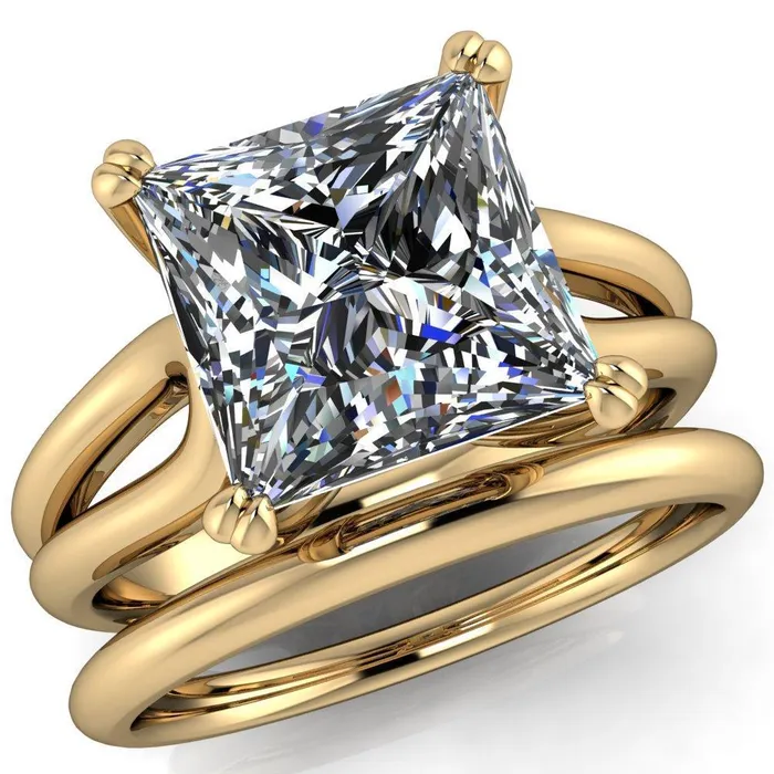 Weiss PrincessSquare 4 Prong Side Loop Ring Fire Brilliance Rings