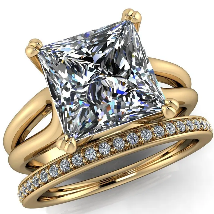 Weiss PrincessSquare 4 Prong Side Loop Ring Fire Brilliance Rings