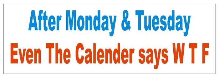 Winter Park Products Necklaces STD732 After Monday and Tuesday WTF Funny Bumper Sticker Winter Park Products Necklaces STD732 After Monday and Tuesday WTF Funny Bumper Sticker